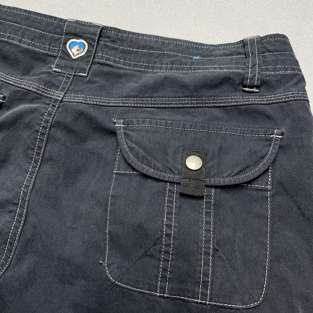 KUHL Splash Cargo Shorts Womens Sz 10 Gray Vintage Pantina Dye Canvas 11" Inseam